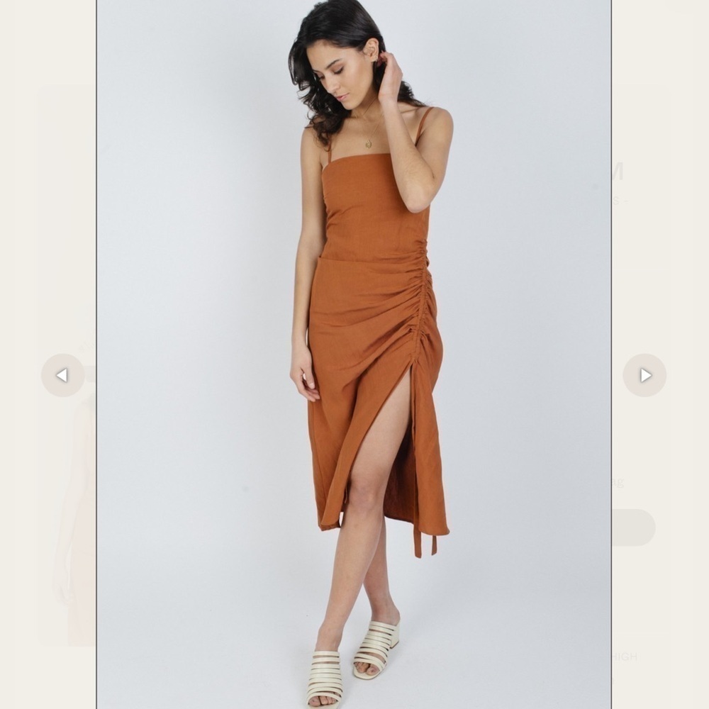 Third Form Picasso Drawn up Dress in Terracotta Linen Blend